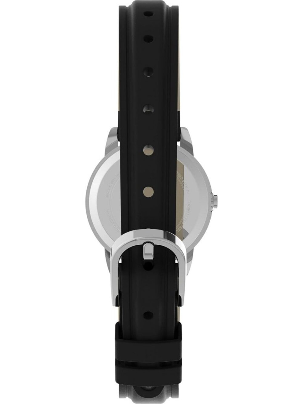 Women's Black/Silver-Tone/White Natural Leather Strap  Easy Reader Wrist Watches - Picture 3 of 5